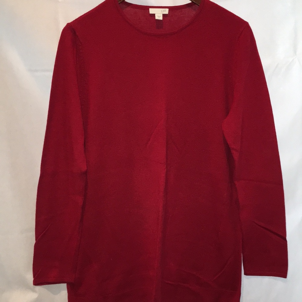 J Jill Red Holiday Sweater | Light Crew Neck Sweater Top | Size M